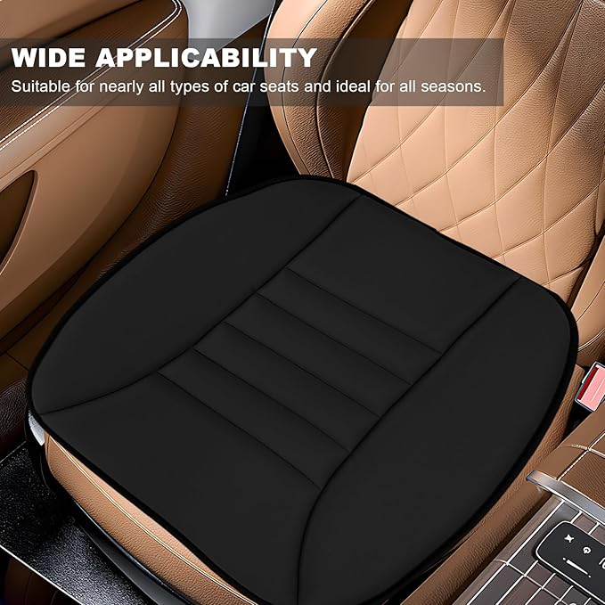 Car Seat Cushion, 1.2" Thick Comfortable Memory Foam Driver Seat Pad with Nonslip Bottom, Breathable Chair Bottom Mat Pressure Relief Pad for Truck SUV Sedan, Car Accessories (Black)