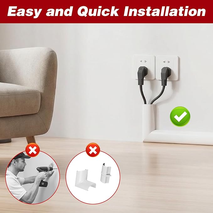 41" Wall Cable Hider, Cord Hider for Wall Mounted TV, Flexible Self-Adhesive Wire Covers Large Cable Raceway Management Organizer Under Desk Cord Concealer Channel for Floor, Home and Office