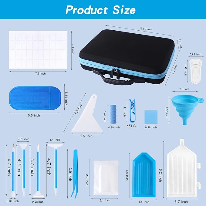 LYMUSUMI Diamond Art Storage Containers 120 Slots Diamond Painting Accessories and Tools Portable Bead Organizer Boxes for Adults（Blue）