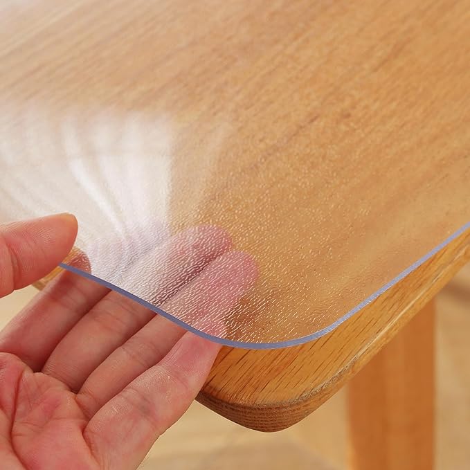 Frosted Clear Table Protector 28 x 48 Inch, 1.5mm Thick Plastic Table Cover, Waterproof PVC Clear Table Cover Protector, Desk Protector Mat, Writing Desk Pad for Desktop, Coffee & Dining Room Table