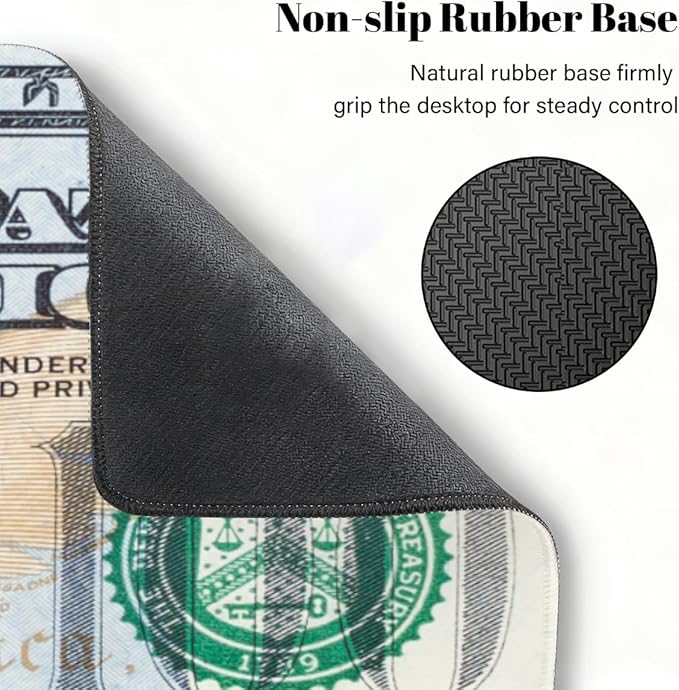 Large Mouse Pad Money 100 Dollar Bill Non-Slip Rubber Long Gaming Desk Mat Big Computer Keyboard Mousepad Waterproof Protector Wristing Pad for Gaming Office Home Decorative 31.5 X 11.8 Inch