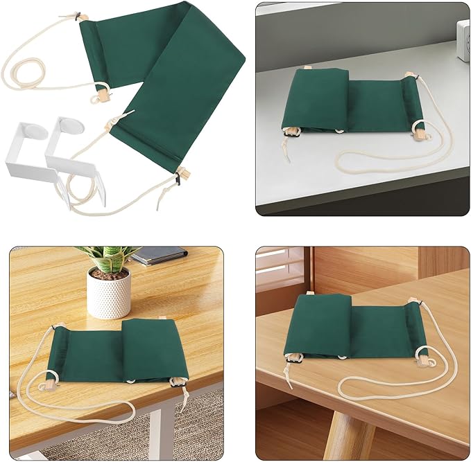 Abaodam Foot Hammock Under Desk Foot Rest Adjustable Hanging Footrest Portable for Office and Airplane Travel Green