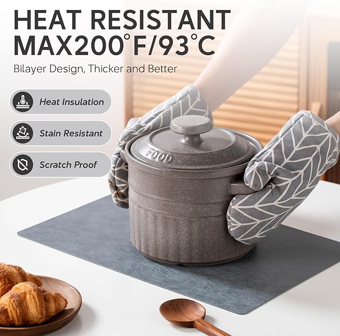 Placemats Set of 4 Reversible Dual-Color Table Placemats, Faux Leather 100% Waterproof Oil-Proof Wipeable Place Mats, Heat Resistant Dual Sided Table Mats for Kitchen/Dining/Party (Gray