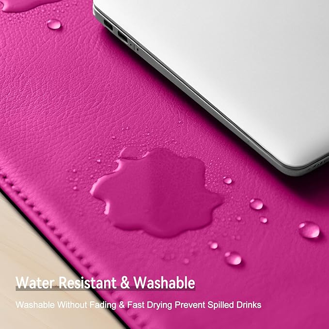 Dual Sided Leather Desk Mat - Waterproof Desk Pad - Ideal for Large Mouse Pad and Desk Mats on Top of Desks (Rose, 33"*13")