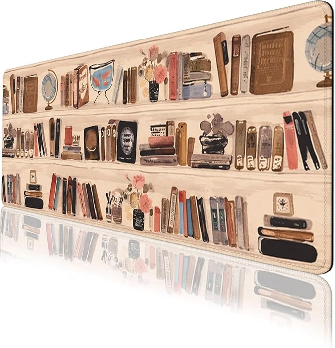 Bookshelf Gaming Mouse Pad Vintage Library Aesthetic Mouse Pad Large Mousepad Extended Laptop Keyboard Mat Gaming Desk Pad Mouse Mat Office Computer Keyboard Laptop 31.5"x11.8"