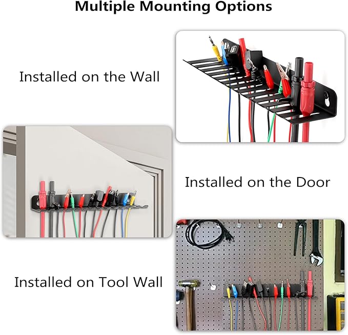 Sumnacon Wall Mounted Cable Hanger and Organizer, 13 Cable Slot Cable Hanger,Iron Cable Rack-Slots Width from 6 to 9mm for Cord Management,Black