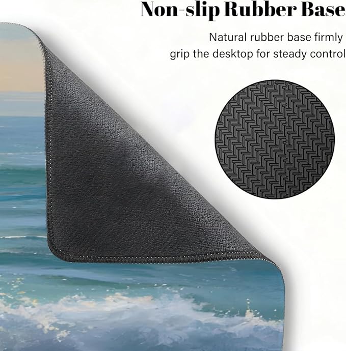Sea Beach Landscape Large Mouse Pad Non-Slip Rubber Long Gaming Desk Mat Big Computer Keyboard Mousepad Waterproof Protector Wristing Pad for Gaming Office Home Decorative 31.5 X 11.8 Inch