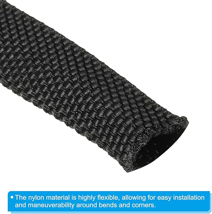 PATIKIL 0.4" Dia 6.5FT Nylon Protective Hose Sleeve, Cable Cover Sheath Protection for Welding Tig Torch Hydraulic Hose, Black