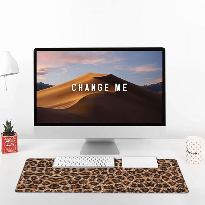 Leopard Large Mouse Pad & Desk Mat Wildlife Fur Print Extended Mousepad Non-Slip Rubber Base Laptop Computer Keyboard Pad for Gaming, Office & Home Decor, XXL - 29.5" X 15.8"