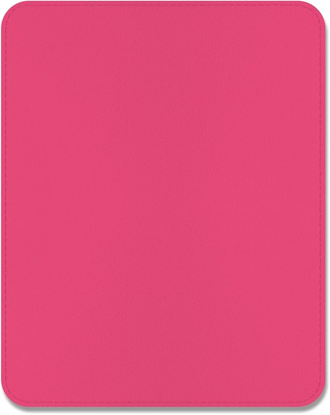Leather Mouse Pad, Office Mouse Mat Non-Slip Rubber Base Stitched Edge Washable Waterproof Rectangular Mousepad for Office Gaming PC Laptop, 9.8" x 7.9", Rose Pink