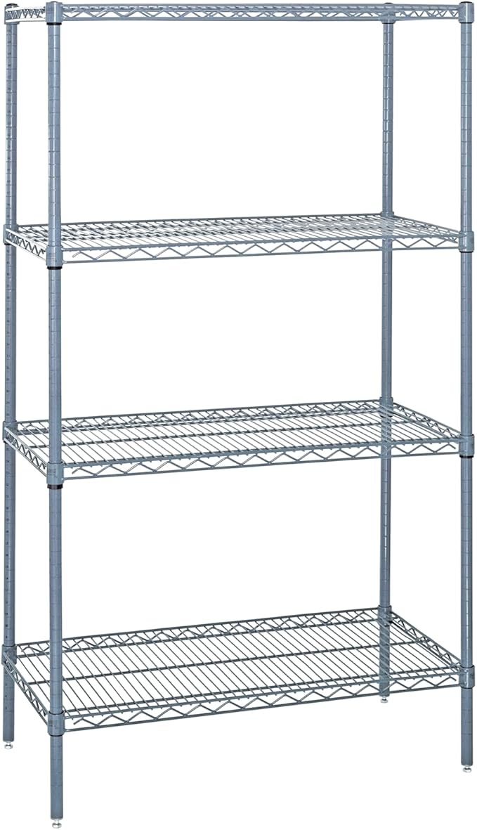 Quantum Storage Systems WR86-2430GY Wire Shelving 4 Shelf Wire Starter Units, 24" x 30" x 86", Gray Epoxy