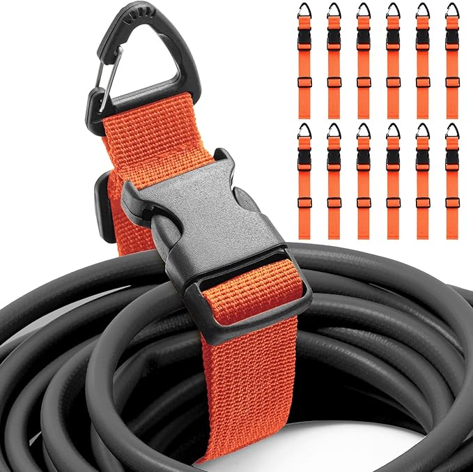 12 Pack 17 Inch Adjustable Extension Cord Holder Organizer with Triangle Clips for Garage Organization and Storage Heavy Duty Extension Cord Hanger for Men Workshop (Orange)