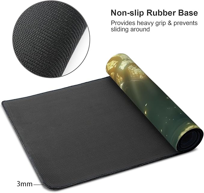 Large Extended Gaming Mouse Pad with Stitched Edges, (35.4X15.7In) Durable Non-Slip Natural Rubber Base, Waterproof Computer Keyboard Pad Mat for Esports Pros/Gamer/Desktop/Office/Home (A)