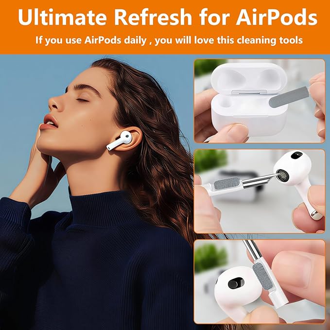 Cell Phone Cleaning Kit, iPhone Cleaning Kit for Charging Port Cleaner Keyboard Cleaning Kit for Airpods/Android/USB C/Earbuds/Laptop/iPad/Camera Lens with Stylus Pen (White)
