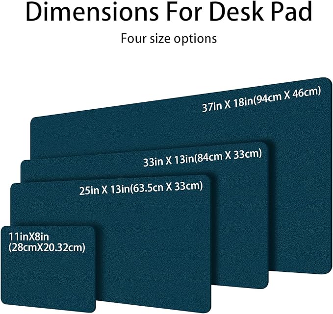 Leather Desk pad Protector, Office Mat, Large Mouse Mat, Non-Slip PU Leather Blotter, Laptop Desk Pad,Waterproof Laptop Computer Desk Keyboard Mat for Office/Work/Home/Decor (Dark Blue, 11in*8in)