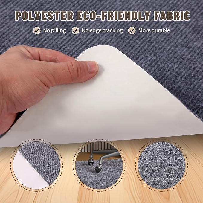 Office Chair Mat - for Hardwood Floors, Large Non-Slip Easy-Clean Floor Protection Blanket (Grey, “55 x 35in”).