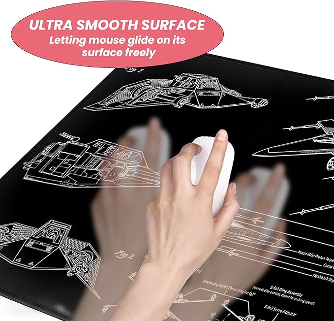 Large Gaming Mouse Pad, Desk Mat Extended XXL Keyboard Desk Pad with Non-Slip Base, 31.5x11.8 inch Black Gamer Mousepad for Office, Home & Gaming Room Decor (Spaceship Sci-f-3)