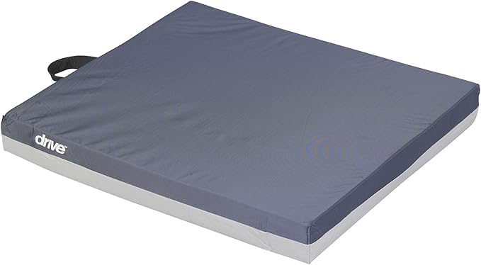 Drive Medical 14888 Skin Protection Gel "E" Wheelchair Seat Cushion, Gel Seat Cushion With Non-Slip Removable Cover, 18" x 16" x 2"