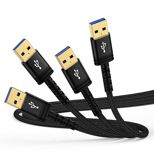 USB to USB Cable 10FT,2Pack USB-A to USB-A Cable USB3.0 Male to Male Cord Double End A to A Data Transfer Cord for Hard Drive Enclosures,Computer PC Laptop Cooler,DVD Player,Hub,TV,Monitor,Flashlight