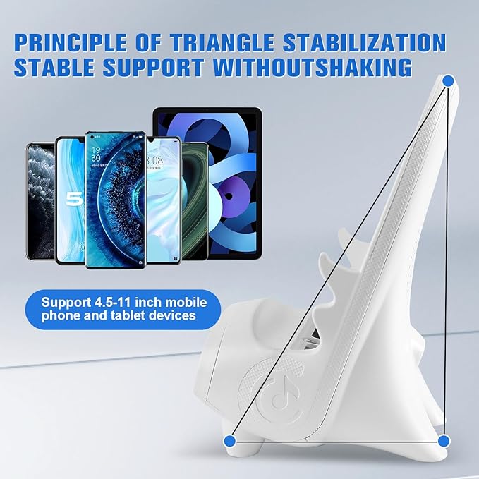 Mini Chair Wireless Fast Charger Multifunctional Phone Holder, Portable Mini Chair Wireless Charger, 3 in 1 Cell Phone Stand for Desk, Charging Desktop Cellphone Stand with Speaker Function (White)