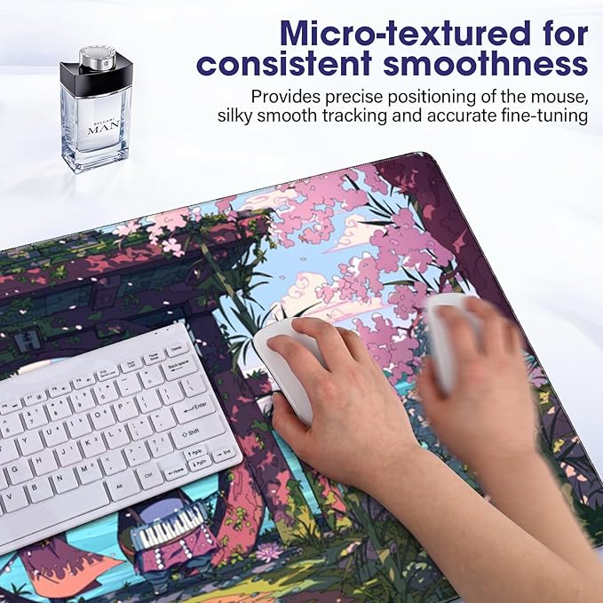Japanese LifetimeWarrantly Professional Extended Gaming Mouse Pad - 31.5" x 15.7" Large Desk Mat with Stitched Edges, Waterproof Coating, Non-Slip Rubber Base for Gamers, Esports Pros, Office & Home