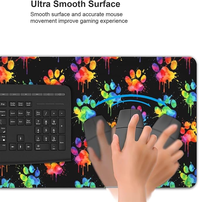 Cute Dog Paws Large Mouse Pad & Desk Mat Extended Mousepad with Stitched Edges Non-Slip Rubber Base Laptop Computer Keyboard Pad for Gaming, Office & Home Decor, XXXL - 35.4" X 15.7"