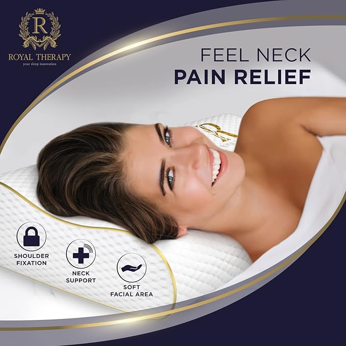 Royal Therapy Memory Foam Pillow, 9-Pack King Cervical Pillow for Neck, Contour, Pillow for Neck and Shoulder Pain, Side Sleeper Pillow for Shoulder, Side Sleeping