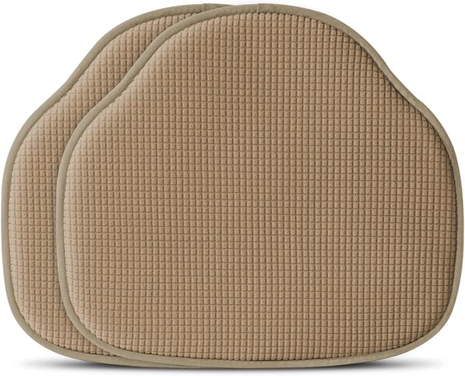 Shinnwa Windsor Chair Cushions Set of 2, Farmhouse Kitchen Seat Cushions, Non Slip Chair Pads for Dining Room, 2 Pack, 17 x 15.5 inches, Brown