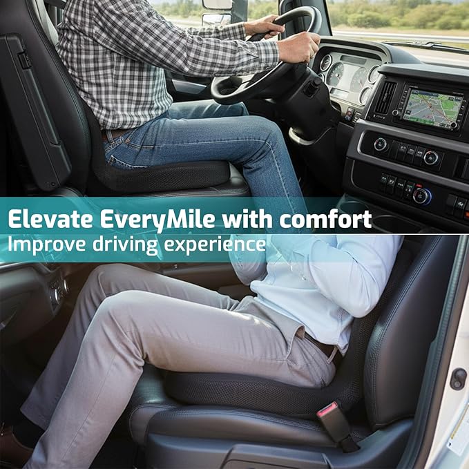 Memory Foam Seat Cushion,Office Chair Cushion with Lumbar Support for Back Pressure Relief, Car Seat Cushion with Adjustable Strap,Sciatica Pad Cushions for Car,Truck, Desk (D-black+mesh Cloth)