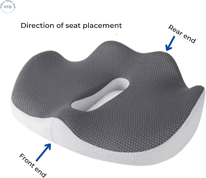Seat Cushion for Tailbone & Coccyx Pain Relief – Orthopedic Memory Foam for Office Chair, Car & Wheelchair | Sciatica & Back Support | Non-Slip Breathable Washable Cover | Posture & Pressure Support