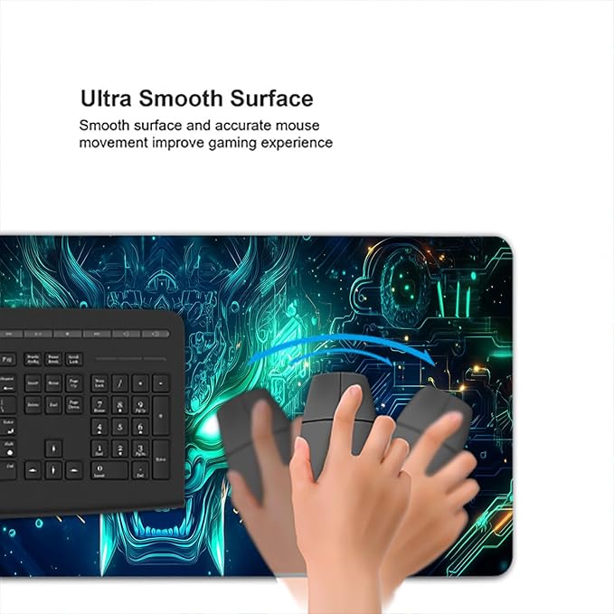 Ghost Mask Desk Mat Geometric Futuristic Tech Neon Green Mousepad XL Large Gaming Mouse Pad Laptop Keyboard Mat Desk Pad 31.5"x11.8" Office Computer Keyboard Laptop Home