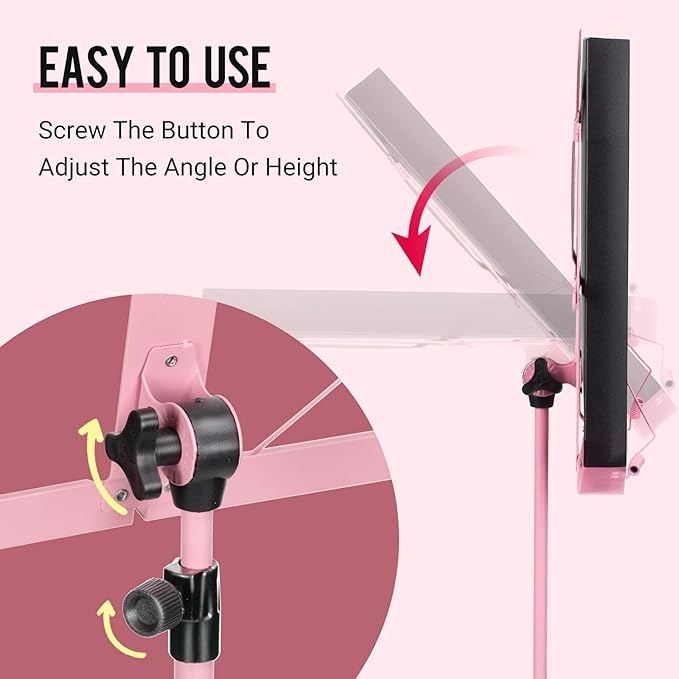CAHAYA Portable Sheet Music Stand: Dual Use Desktop Book Holder Folding Lightweight Extra Stable Reinforced with Carrying Bag and Clip for Students Musicians Height Adjustable up to 54.3" CMS0204P
