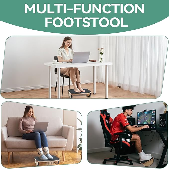 Under Desk Footrest for Office, Ergonomic Foot Rest for Under Desk at Work, Wood Foot Stool to Teacher Supplies, Student Gifts, Doctors Office Accessories