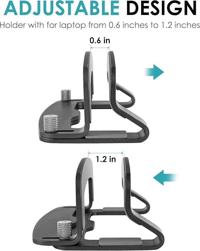 LOTEYIKE Aluminum Vertical Laptop Stand, MacBook Pro Laptop Vertical Stand Dock Holder with Adjustable Slot Fits All Laptops Notebook Tablets MacBook Air- Save Space & Improve Airflow, Grey