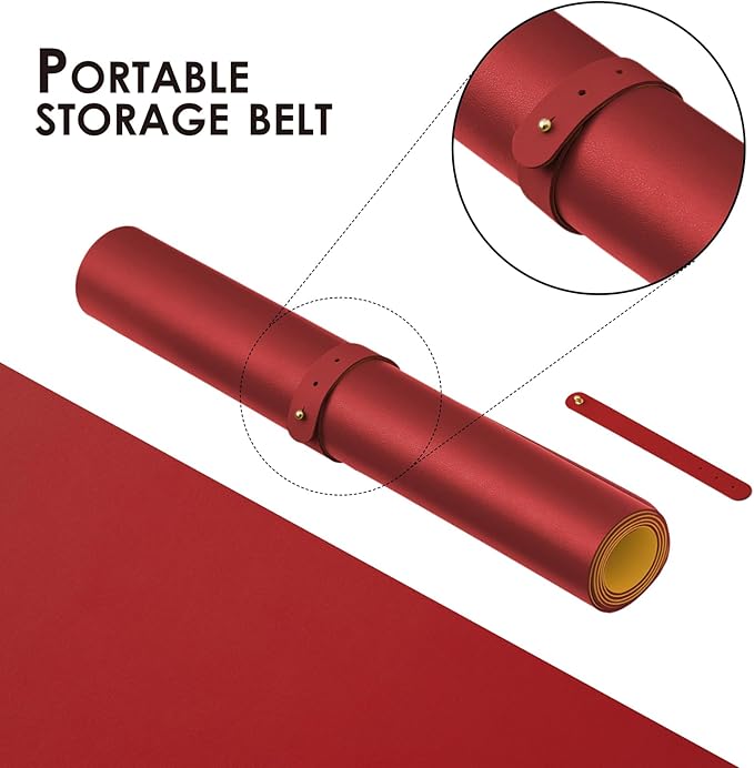 HOMIEAZICOZI Dual Sided Leather Desk Mat - Waterproof Pad for Office and Home Organization Accessories Ideal Large Mouse Mats on Top of Desks(Red+Yellow,31.5''x 15.7'')