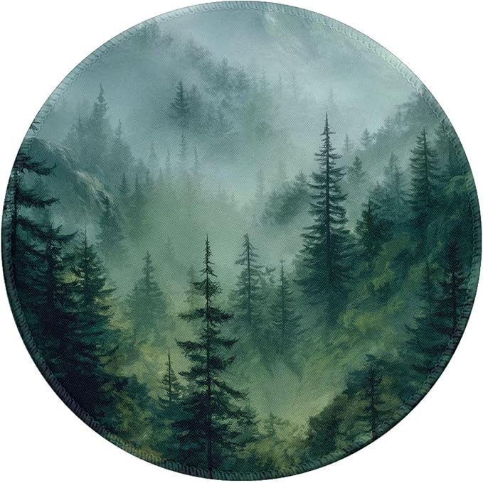 Green Mountain Round Mouse Pad Premium Textured Mouse Mat Washable Mousepads with Extended Stitched Edges Non Slip Rubber Base Small Mousepad 7.9 X 7.9 X 0.12 Inches