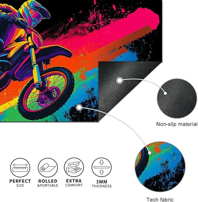 HOMETITUTE XL Desk Pad 31.5 x 11.8 Inch Neon Motorcycle Gaming Mouse Pad Large Extended Keyboard Mat Non Slip Computer Mouse Pads Waterproof Desk Mat for Office Home Gamer Accessories