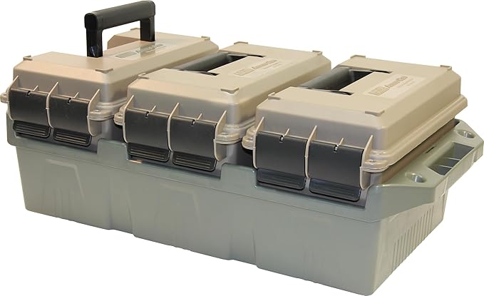 MTM AC3C 3-Can Ammo Crate, 50 Caliber, Convenient size, Store all types of boxed or bulk ammo, Stackable, easy carry and transport of multi-caliber ammo, Rugged tactical carrying crate
