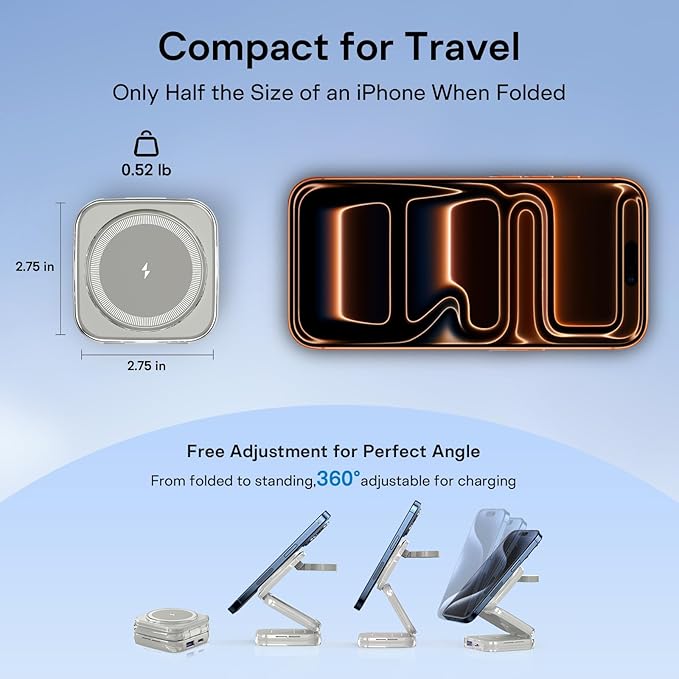 5-in-1 Wireless Charger for MagSafe, AC ISLAND Portable Travel Charging Station, 35W Max Qi2 Fast Foldable Magnetic Stand, Evolved for iPhone 17-1 Series, Apple Watch, AirPods (with 35W Adapter)