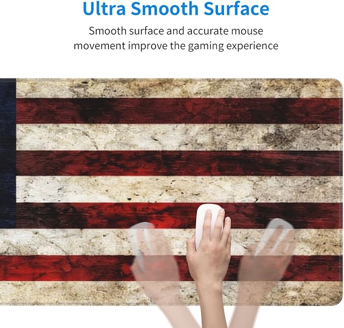 Xl American Flag Large Gaming Mouse Pad, Long Extended Full USA Flag Mouse Mat Desk Pad for Top Keyboard Table, Aesthetic Cute Big Stitched Mousepad Gifts for Women Office Decor(Green, 31.5*11.8 In)