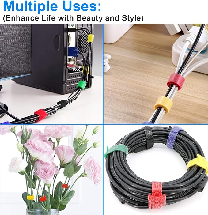 California JOS 60 PCS 6 Inches Reusable Cable Ties, Adjustable Cord Straps, Cable Organizer, Cord Wrap and Hook Loop Cords Management -yellow