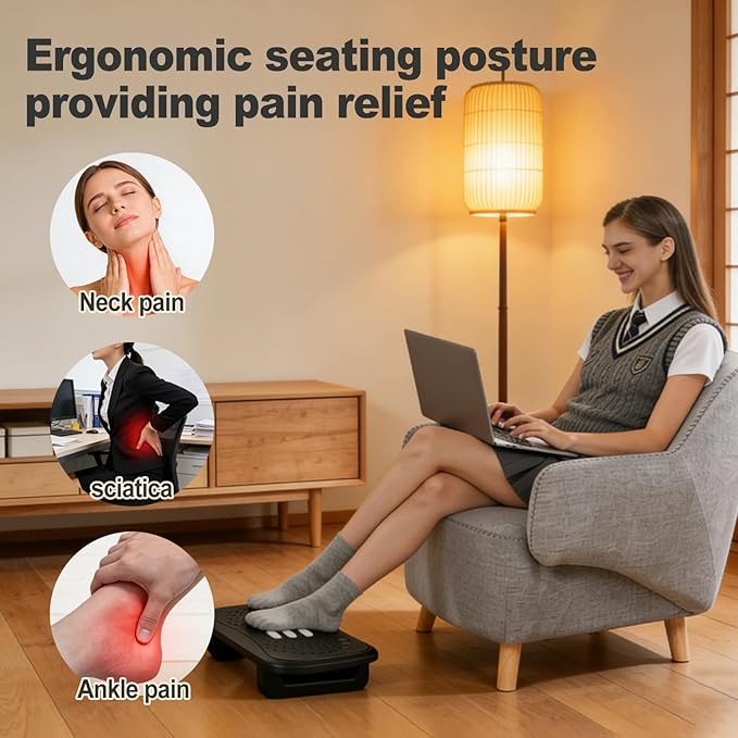 Ergonomic Foot Rest, Under Desk Massage Footstool for Office Chair, Easy Snap Assembly & Durable Design for Back Pain Relief and Leg Circulation Support at Home/Office