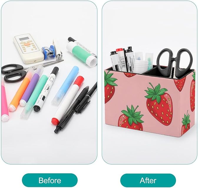 Office Storage Pen Holder Christmas Valentine Present Pink Strawberry Fruit Theme, Keep Your Desk Neat and Tidy