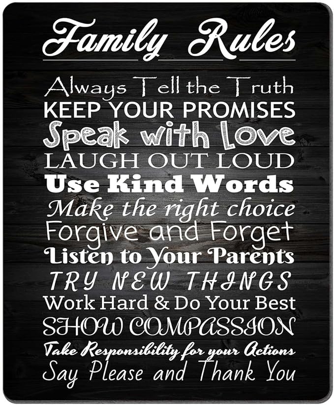 Family Rules Motivational Quotes Customized Rectangle Non-Slip Rubber MousePads for Office Home Laptop, Computer Mouse Pad for Wireless Mouse, 9.5"x7.9"x0.12" Inch(240mm x 200mm x 3mm)