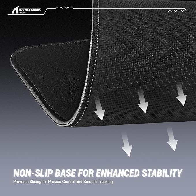 ATTACK SHARK CM02SE Gaming Mouse Pad for Esports Speed Mouse mats for Desk Waterproof Surface Stitched Edges and Anti-Slip Rubber Base Size M Laminate 16.14” x 12.20” x 0.16” Black