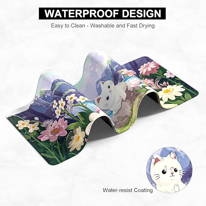 Desk Pad, 32" x 16" XXXL Extended Large Gaming Mouse Pad, Desktop Decor Desk Mat, Men Women Office Supplies and Accessories, Cute Anime Mouse Mat for Laptop & Keyboard, Cute Cat