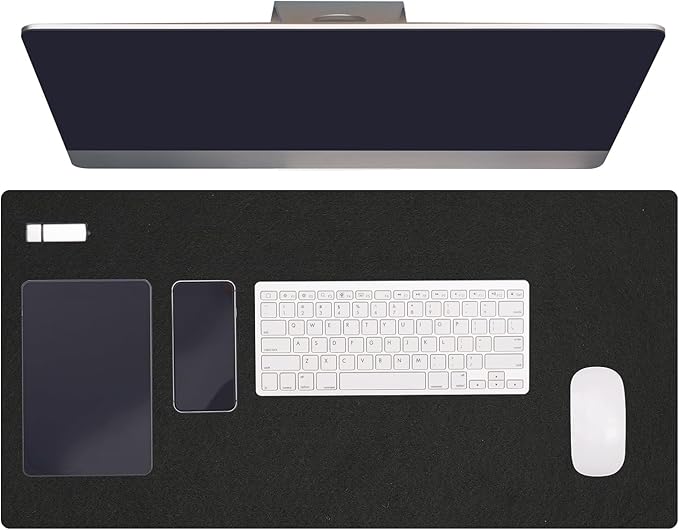 PATIKIL 47.2" x 23.6" Large Felt Desk Pad Protector, Non-Slip Desk Mat Full Table Mouse Pad Keyboard Mats for Laptop Computer Writing Desk Table Gaming Home, Black