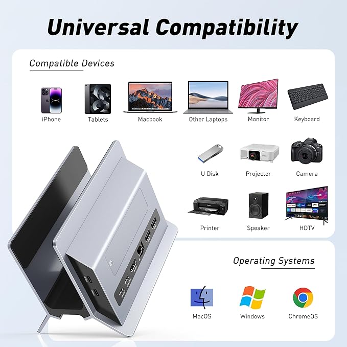 AboveTEK Vertical Laptop Docking Station, Gravity Auto Lock MacBook Stand, Aluminum Laptop Vertical Dock Stand, Silver