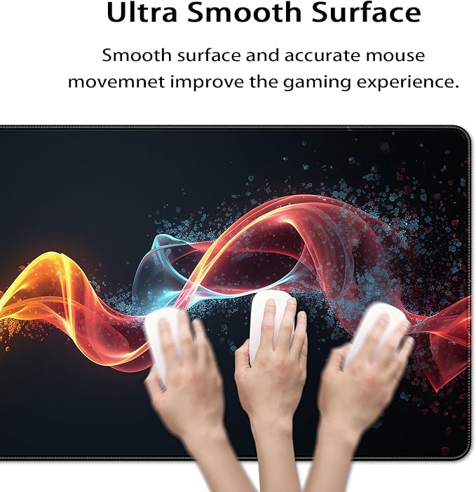 35.4 x 15.7 in, XXL Large Mouse Pad for Desk, Extended Keyboard Mouse Mat for Computer Office, Big Mouse pad with Stitched Edges, Gaming Pc-Abstract Lines on a Black