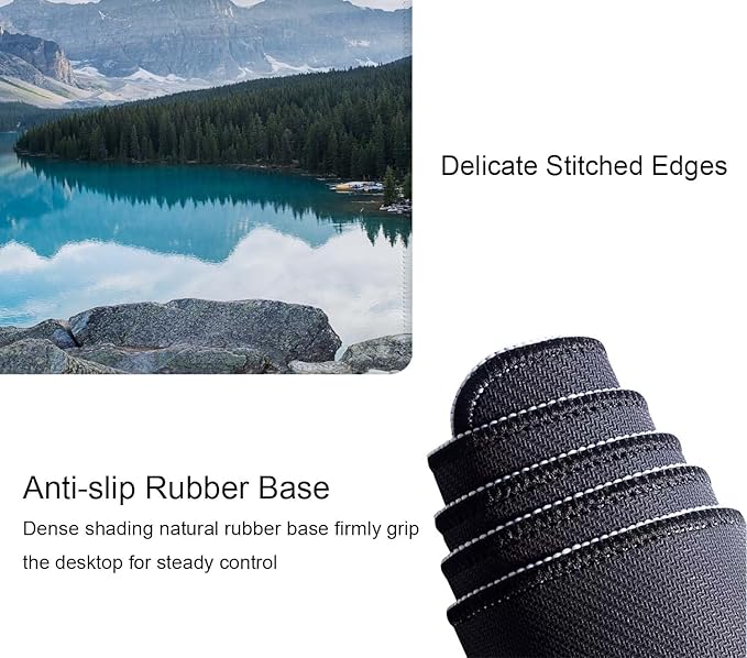 Large Gaming Mouse Pad with Stitched Edges, Rocky Mountains Desk Mat, Extended Keyboard Pad, Non-Slip Rubber Base Desk Pad for Keyboard and Mouse, 31.5X11.8 inch